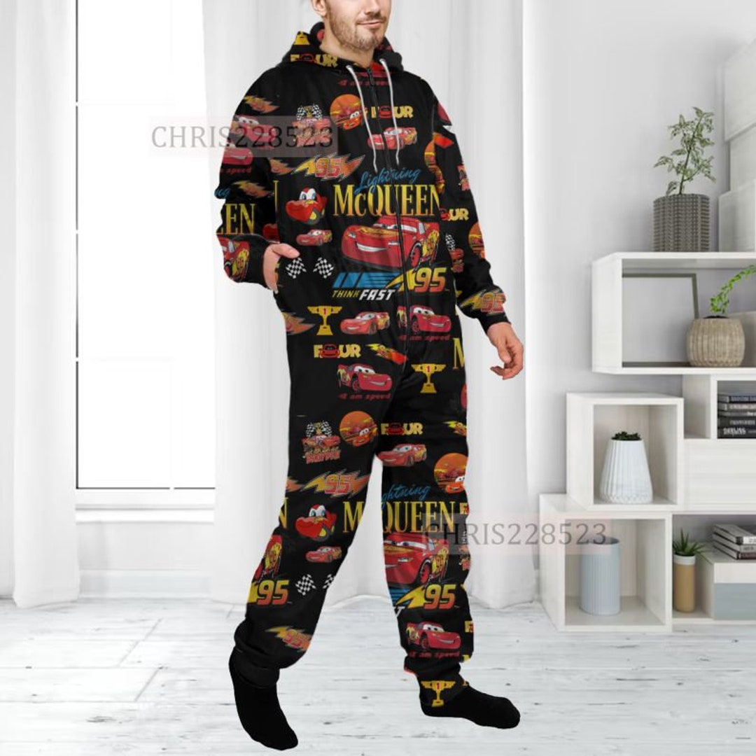 Lightning Mcqueen Custom Unisex Onesie Pajamas Lightning Etsy