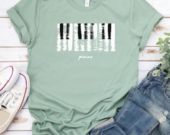 Piano Shirt, Minimalist Distressed Piano Keys Tee, Piano Teacher Gift, Music Teacher T-shirt