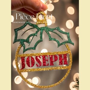Personalized name Christmas Ornaments, Name Christmas Ornament, Glitter Decoration, Holiday ornament with name, Personalized Ornaments, Noel