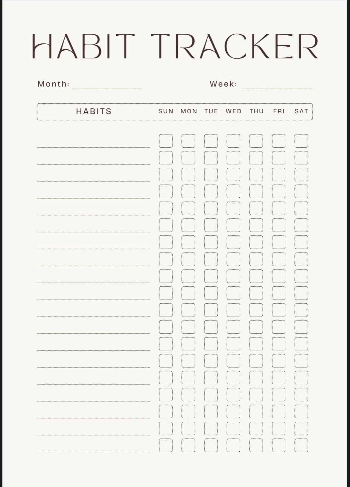 Beige Minimalist Habit Tracker Printable | Weekly Habit Tracker ...