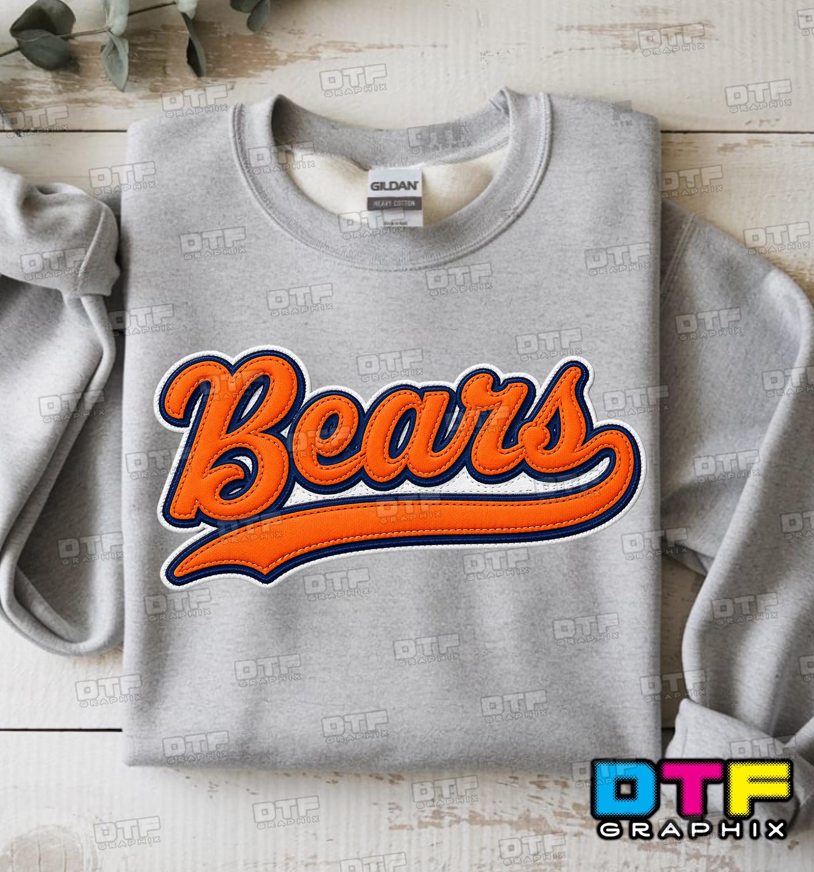 Chicago Bears Script Lettering Embroidered Patch Style – DTF Digital ...