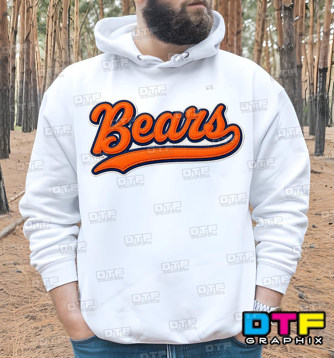 Chicago Bears Script Lettering Embroidered Patch Style – DTF Digital ...