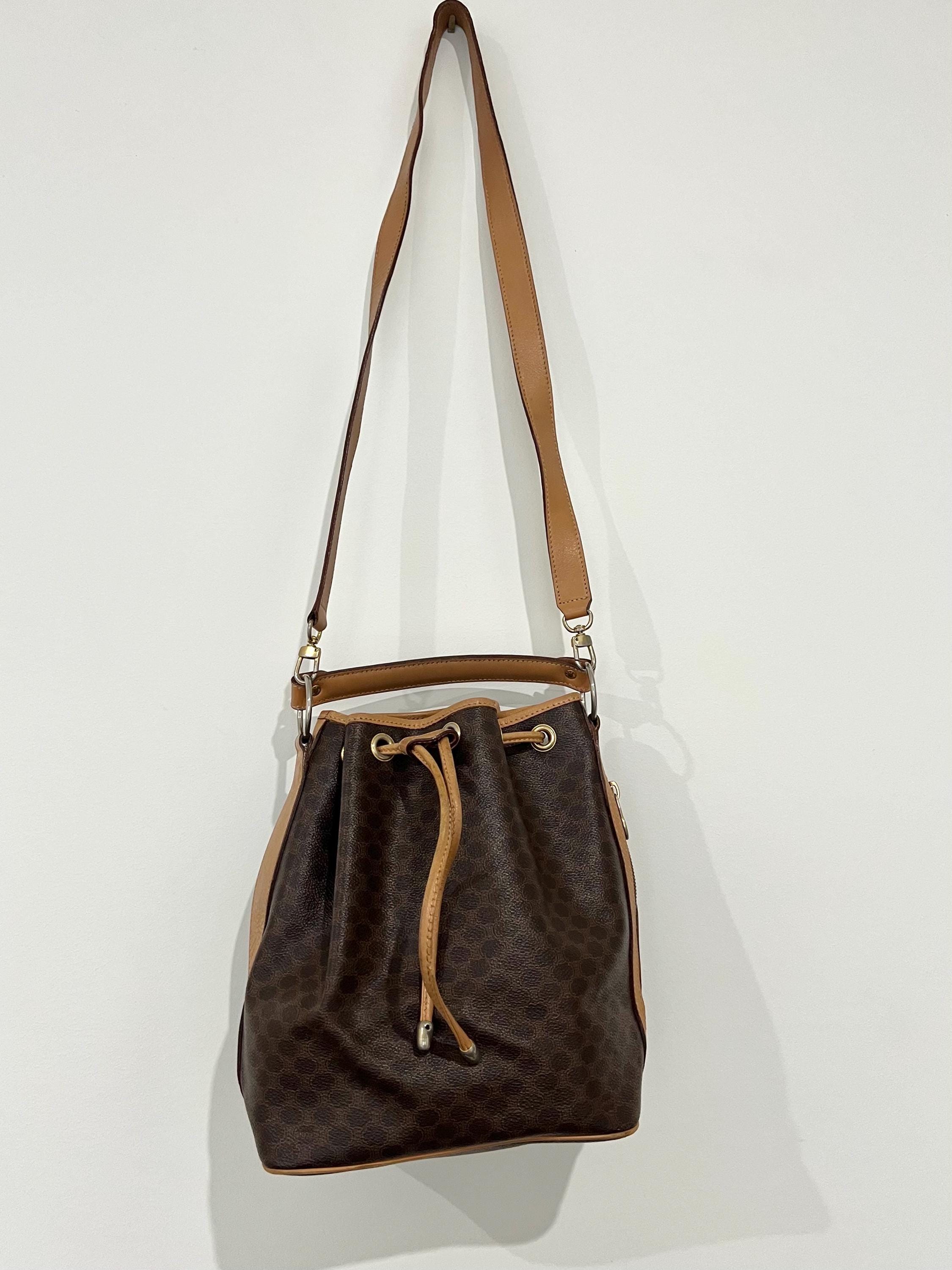 CELINE Macadam Bucket Bag Two Way Top Handle and Crossbody Vintage 