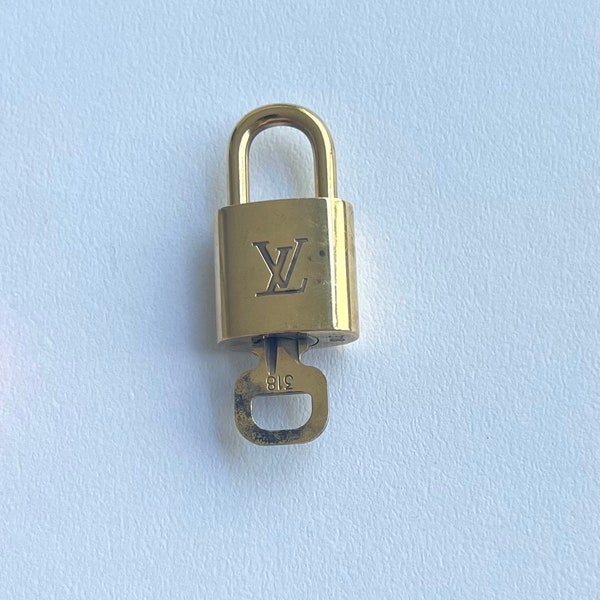 LOUIS VUITTON LV Gold Tone Padlock lock And Key Vintage