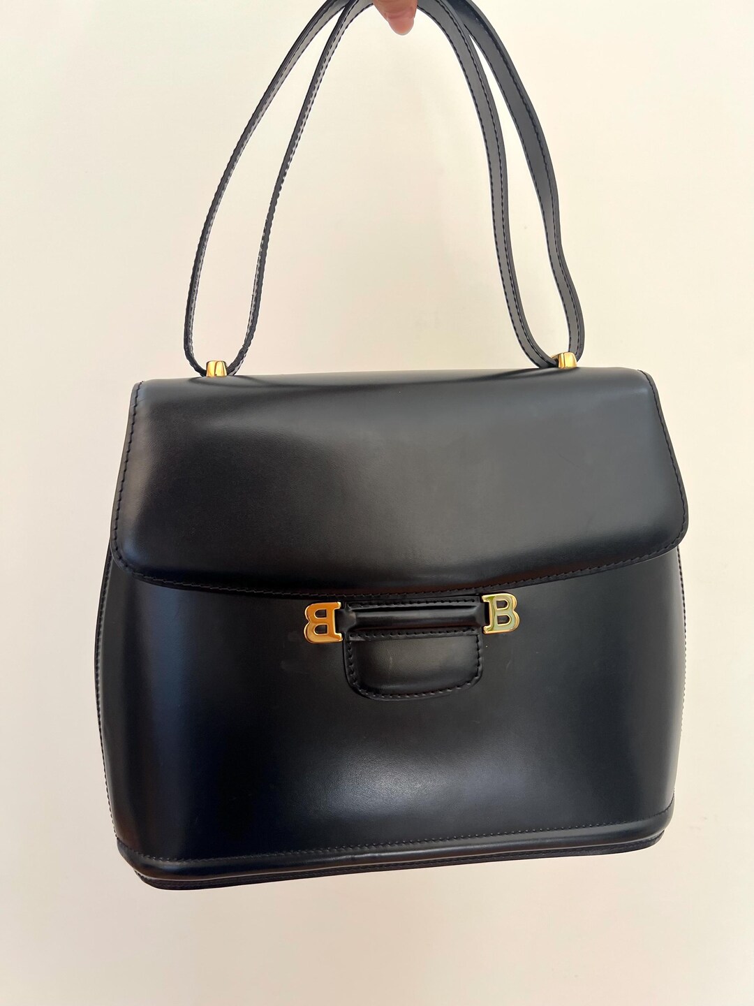 Bally Double B Vintage Black Textured Two Way Shoulder or Handbag il_1080xN.5710965242_29z1.jpg main image 4