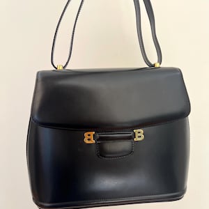 Bally Black Leather Women’s Two Way Shoulder Bag Top Handle Bag
