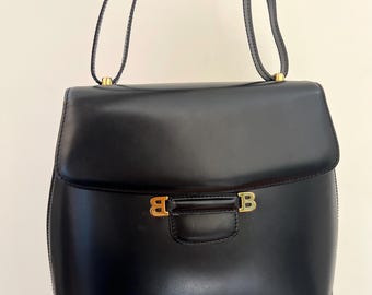 Vintage Black Bally Bag Black Leather Bag 80s Bally Bag
