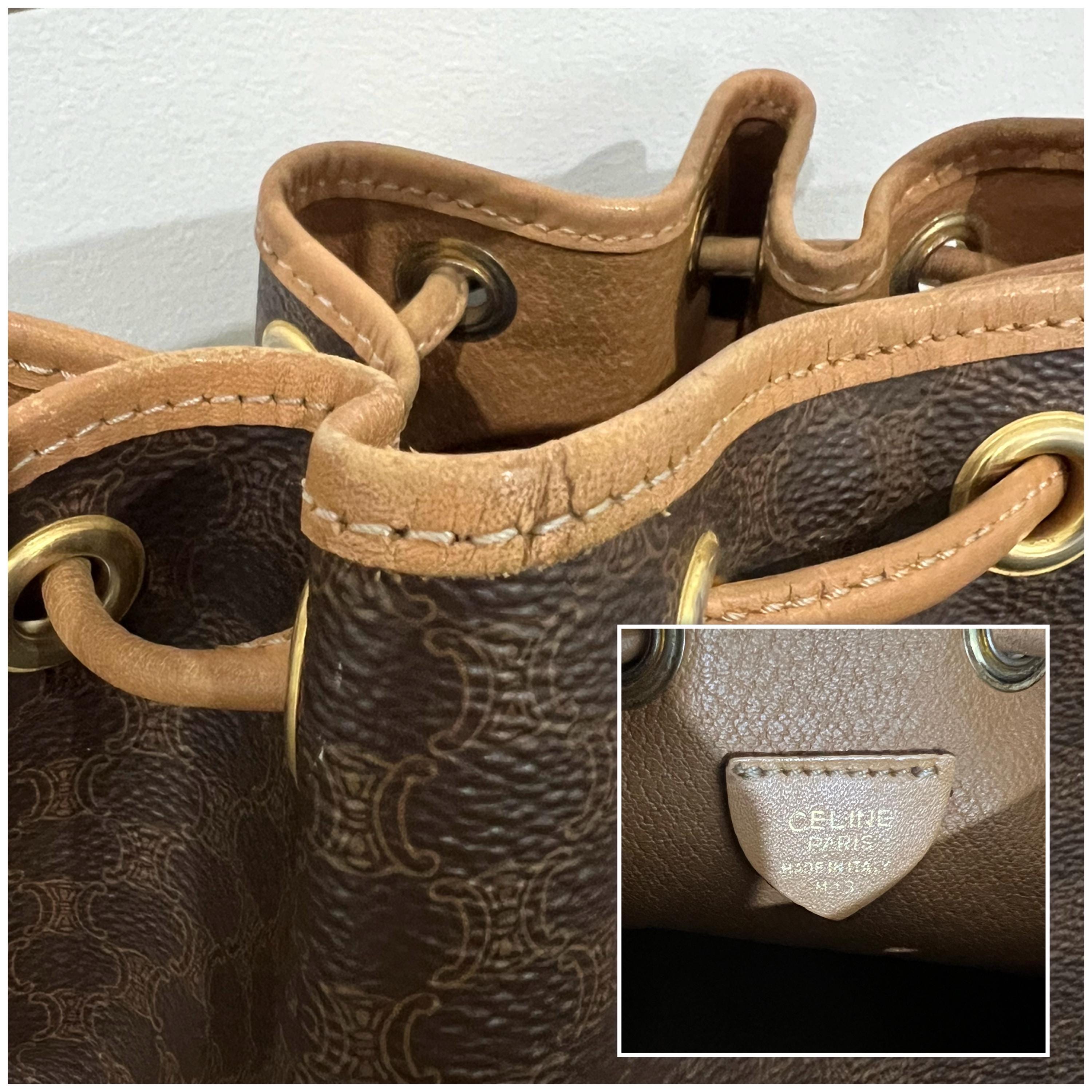 CELINE Macadam Bucket Bag Two Way Top Handle and Crossbody Vintage 