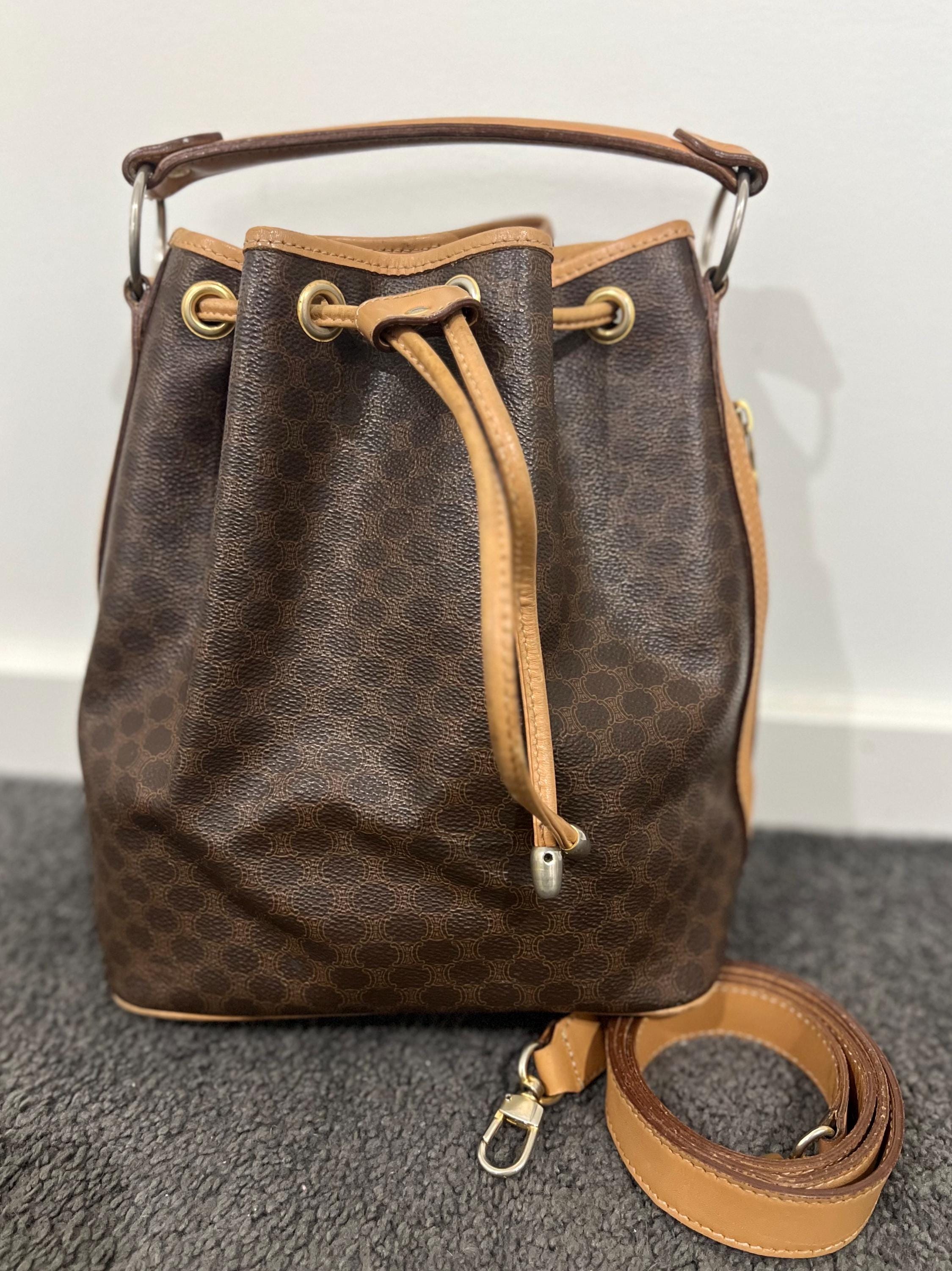 CELINE Macadam Bucket Bag Two Way Top Handle and Crossbody Vintage 