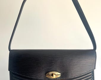 Louis Vuitton LV Black Epi Two Way Bag with Dustbag Clutch Shoulder Crossbody