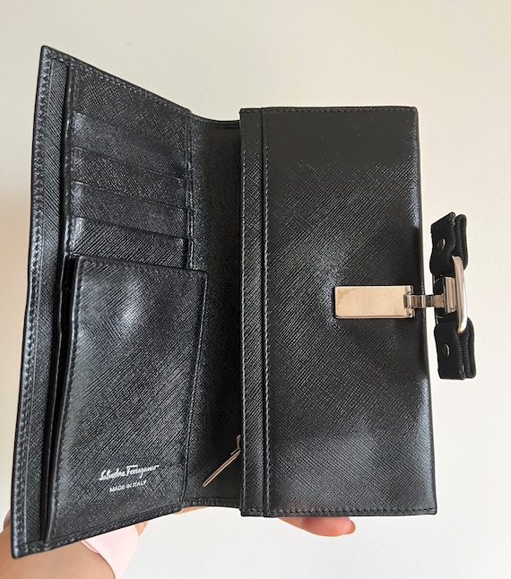 Salvatore Ferragamo Black Saffiano Leather Vara Bow Flap