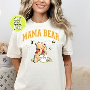 Camiseta Mamãe Ursa, Camiseta Fofa Ursinho Pooh e Amigos, Presente para Mãe Dia das Mães Camisetas Pensativas, Camiseta Clássica Ursinho Pooh -MD011