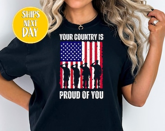 Patriotic Military Salute T-Shirt, USA Shirt, Veterans Day, American Pride, 4th Of July, Veteran Shirt, Fallen Soldier, US Military -PS041