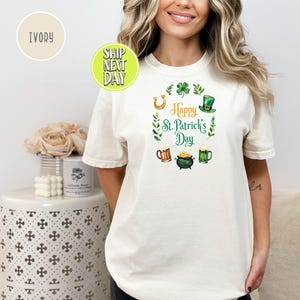 T-shirt aquarelle carte de voeux Saint-Patrick, chemise Happy Patrick, t-shirt Shamrock, chemise femme St Pattys, cadeau de la Saint-Patrick-SPD032
