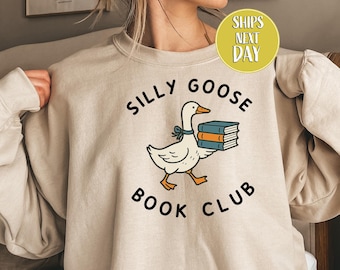 Silly Goose bokklubbströja, läsgås, present till bokälskare, tröja till läslärare, söta Goose-tröjor, älskar dig-tröja -FUN060