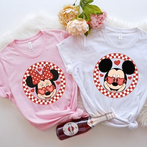 Cute Mouse Vintage Cartoon Graphic Couples T-Shirt, Mouse Graphic Shirt for Lover, Couples Shirts, Couples Gift Tee, for Her, for him  -VD19