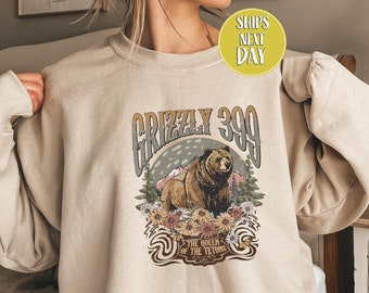 Vintage Forever Queen Of The Tetons Grizzly 399 Sweatshirt, Nature Bear Lovers Gift, National Park Preserve, Grizzly 399 Sweatshirt  -TC092