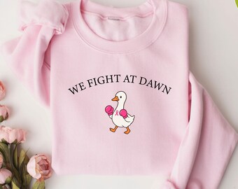 We Fight at Dawn Sweatshirt - Breast Cancer Awareness Hoodie - Pink Ribbon Goose Sweatshirt - TC287