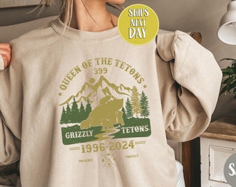Queen Of The Tetons 399 Grizzly Sweatshirt, Bear Lovers, National Park Famous Grizzly 399 Cub Mom Sweatshirt Gift, Grizzly 399 Shirt  -TC083
