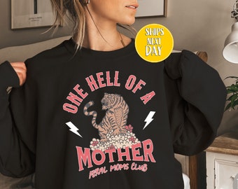 Sweat-shirt du club des mamans sauvages une enfer, cadeau fête des mères, chemise nouvelle maman, pour la vie de maman, première belle-mère maman, sweat à capuche pour maman -MD010