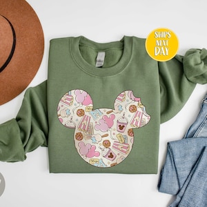 Retro Mouse Snacks Family Sweatshirt, Pink Snacks WDW Unisex Hoodie, Snacks Sweatshirt, Mickey Minnie Snacks Sweater  -FUN02