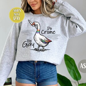 Be Gay Do Crime Goose Sweatshirt, Funny LGBTQ Hoodie, Gay Pride Trans Gift, Cute Gay Pride Shirts, Funny Duck Goose Sweat And Hoodie-RM017 image 2