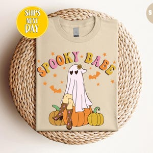 Spooky Halloween Sexy Girl T-Shirt, Sexy Halloween Tee, Spooky Vibes, Spooky Season, Hot Girl T-shirt, Girly Halloween Ghost -HF055