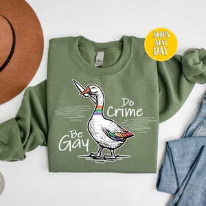 Be Gay Do Crime Goose Sweatshirt, Funny LGBTQ Hoodie, Gay Pride Trans Gift, Cute Gay Pride Shirts, Funny Duck Goose Sweat And Hoodie-RM017 image 7