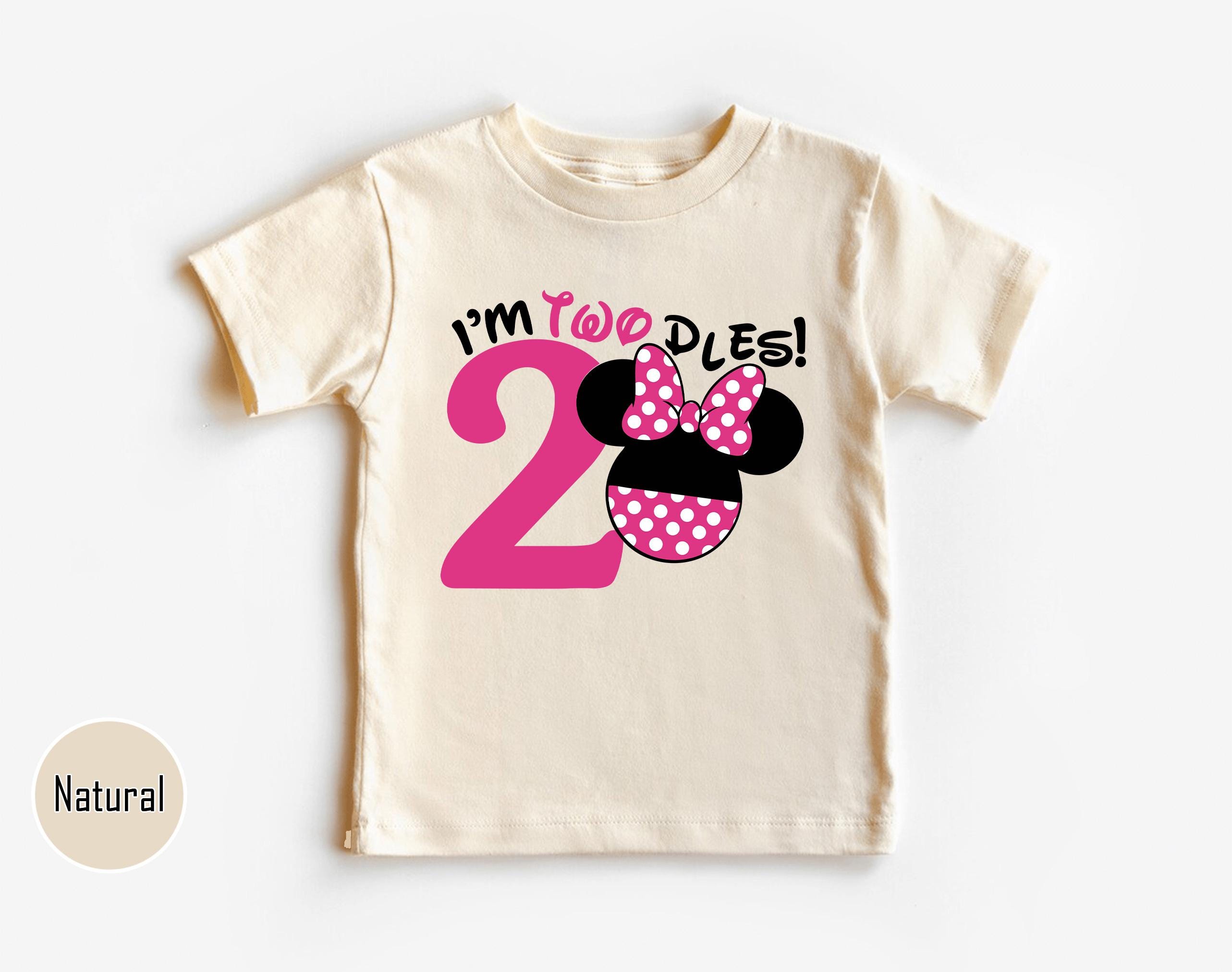 Camiseta con el ratón I'm Twodles, camiseta de cumpleaños de 2 años, camiseta de parque, camiseta para niños pequeños, camiseta de segundo cumpleaños para niño y niña, princesa de cumpleaños-BP003