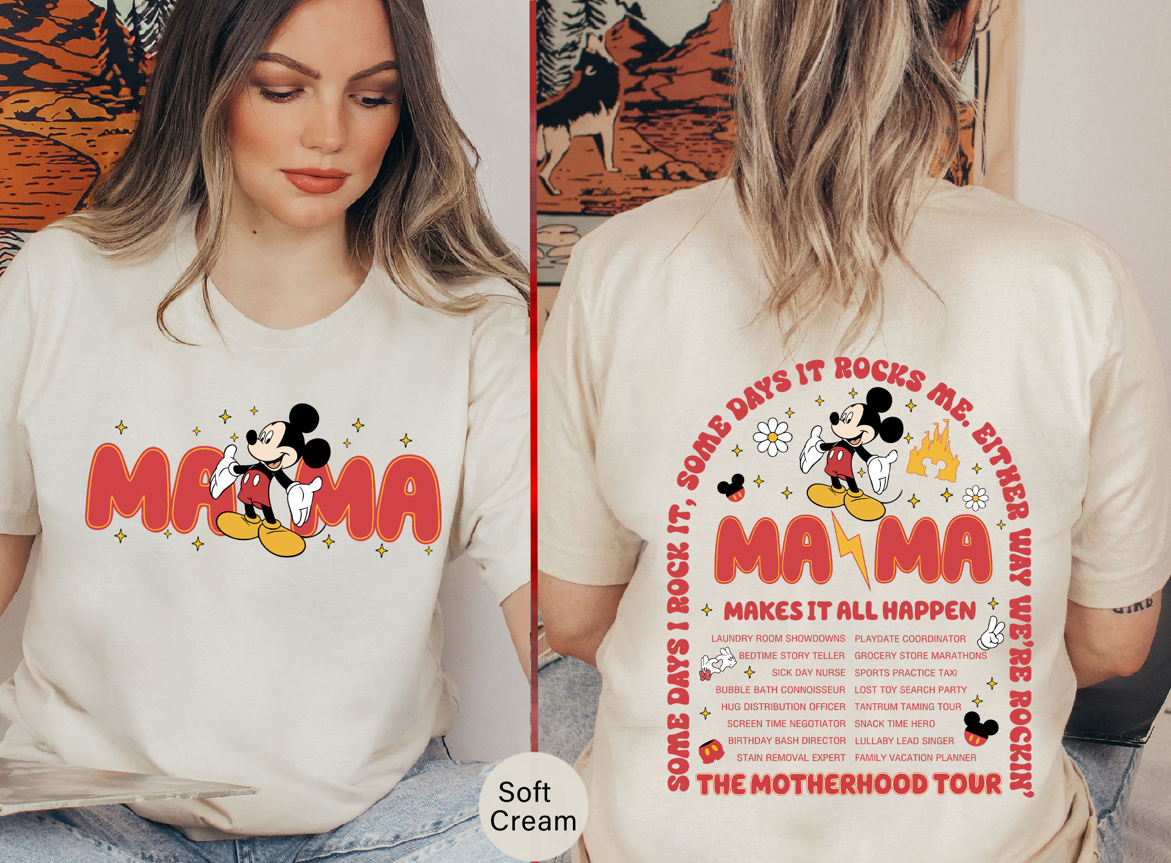 The Motherhood Tour Mouse Mama T-shirt, Vintage Mickey Mouse T-Shirt, Family Vacation TShirt, Gift For Mother's Day, Funny Motherhood -MD023