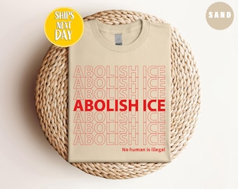 氷廃止Tシャツ、リベラルシャツ、移民人権シャツ、LA氷抗議、社会正義Tシャツ、活動家抗議Tシャツ - TC217