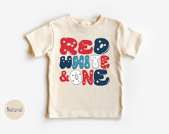 Red White and One First Birthday Shirt, Patriotic Themed Birthday Shirt, Baby's First Birthday T-Shirt, Stars and Stripes Shirt -PS020