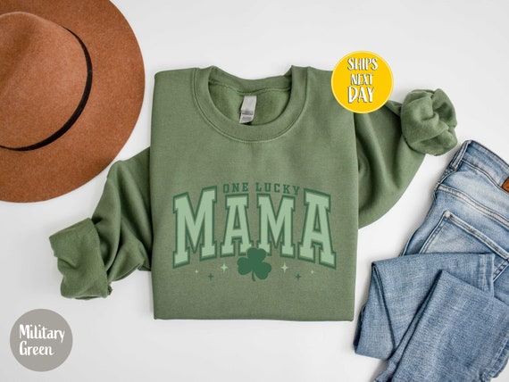 One Lucky Mama Sweatshirt, Lucky Mama Hoodie, Lucky Mom Shirt, St. Patricks Day Shirts for Mom,St. Patrick's Crewneck, Irish sweater -SPD06