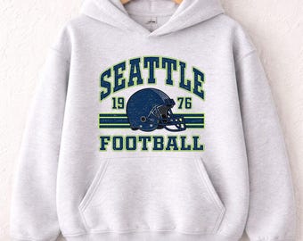 Seattle Football Hoodie- Vintage Style Game Day Pullover-  Gift for Football Fans  -SFP049