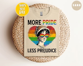 More Pride Less Prejudice T-Shirt, Rainbow LGBTQ+ Tee, Equality and Love Shirt, Pride Month Celebration T-Shirt, Rainbow Love Tees -RM019