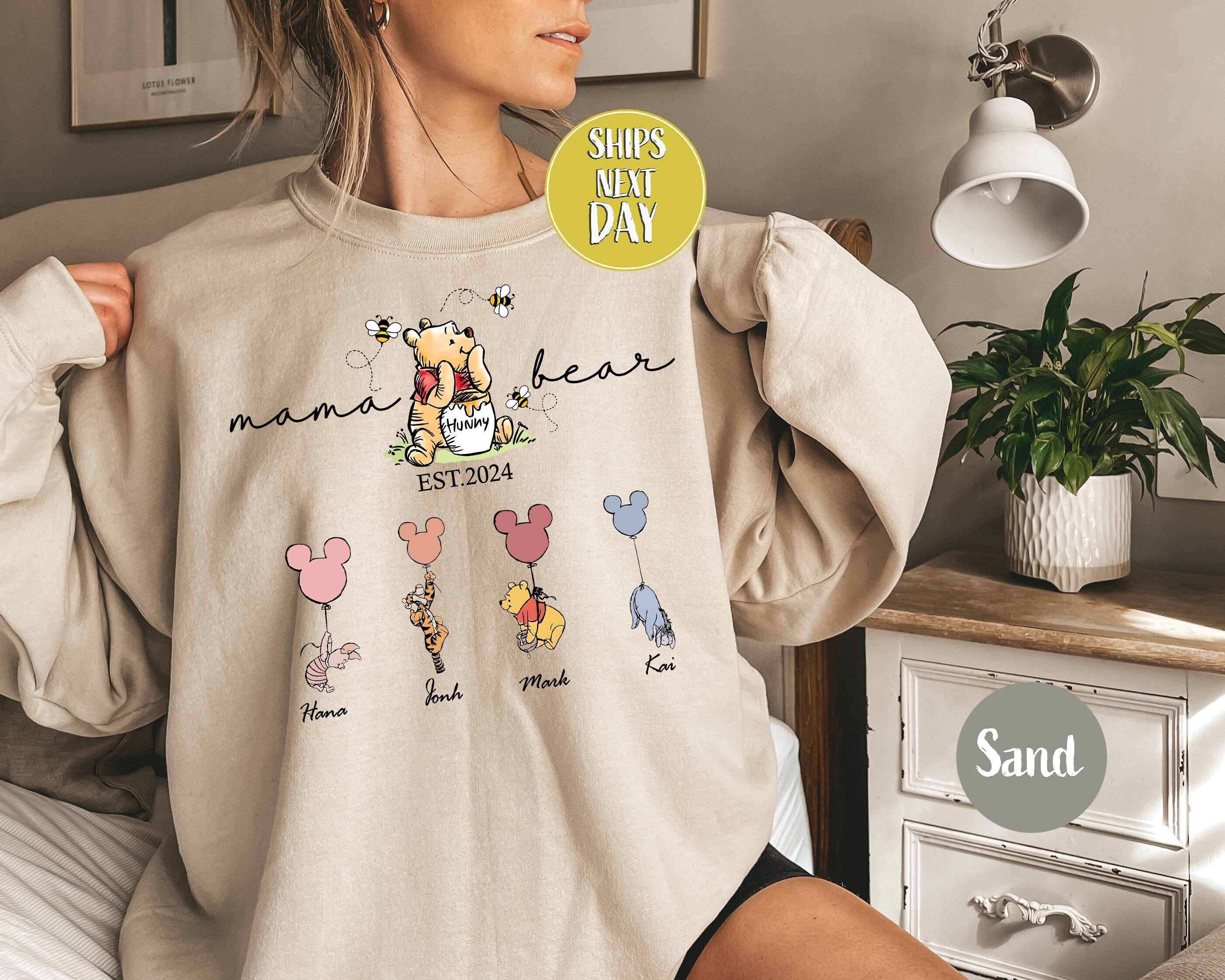 Mama Est. 2024 Sweatshirt, Personalized Mama Bear Winnie the