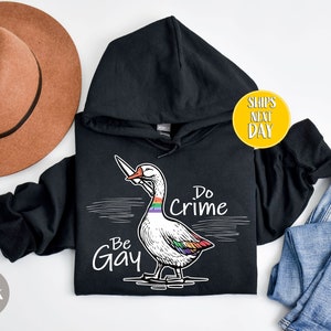 Be Gay Do Crime Goose Sweatshirt, Funny LGBTQ Hoodie, Gay Pride Trans Gift, Cute Gay Pride Shirts, Funny Duck Goose Sweat And Hoodie-RM017 image 8