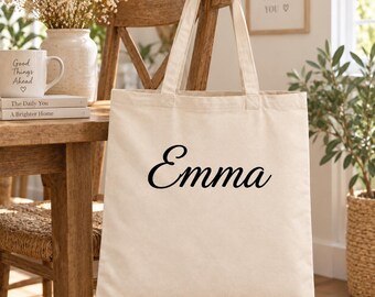 Personalized Tote Bag - Custom Name Tote Bag - Personalized Gift for Her - Custom Canvas Bag - Bridesmaid Teacher Mom Gift -TB002