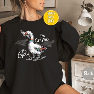 Be Gay Do Crime Goose Sweatshirt, Funny LGBTQ Hoodie, Gay Pride Trans Gift, Cute Gay Pride Shirts, Funny Duck Goose Sweat And Hoodie-RM017 image 5