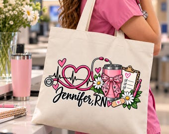 Personalized Nurse Tote Bag - Custom Nurse Bag with Name - RN Gift for Women - Nurse Graduation Gift - Nursing School Gift -TB003