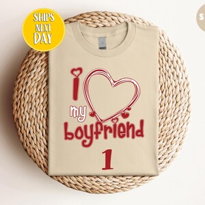I Love My Boyfriend Valentine Heart T-Shirt, Valentine&#39;s Day, Heart T Shirt, I Heart My Boyfriend, Boyfriend Shirt For Her, Love Tee  -VD037