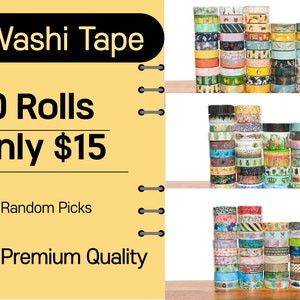 10 Full Washi tape Rolls Big sale ,Mixed Lot, Grab Bag, Washi tape Mystery Bag,Random rolls of washi, Journal Accessories, Planner tape