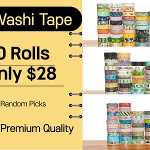 Washi tape Rolls , Mixed Lot, Grab Bag, Washi tape Mystery Bag, Random rolls of washi, Journal Accessories, Planner tape, Junk journal