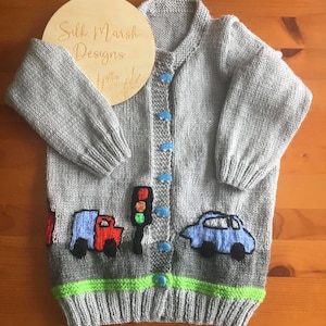 KEVIN Child’s Traffic Intarsia Jumper – PDF Knitting Pattern