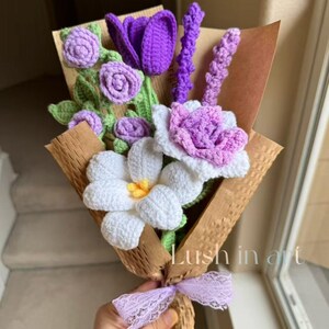 Gehaakt bloemenboeket handgemaakt, lelie, zonnebloem, uniek cadeau voor moeder, cadeau voor haar, verjaardag, moeder, vriendin, oma, eindproduct