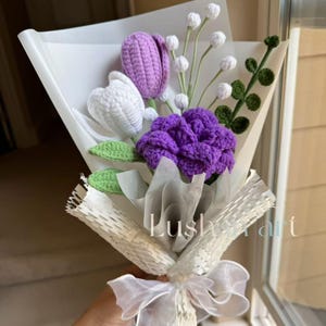 Gehaakt bloemenboeket handgemaakt, lelie, zonnebloem, uniek cadeau voor moeder, cadeau voor haar, verjaardag, moeder, vriendin, oma, eindproduct