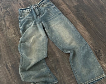 Vintage Washed Straight Denim,  Amazing Fit Baggy Pants, Straight leg - Fast Shipping