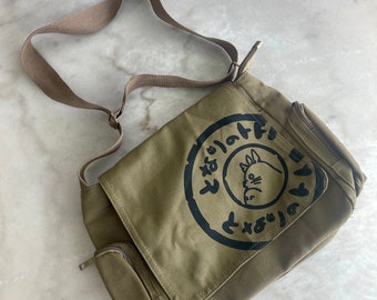 Anime Tote Bag, Cartoon themed Side Bag, Green Shoulder Bag- Handmade - Fast Shipping!