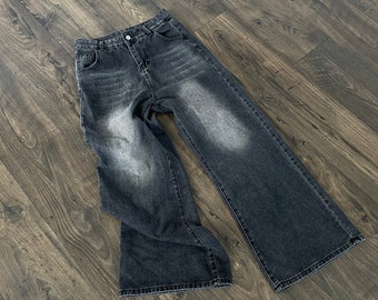Perfecte baggy zwarte jeans, geweldige pasvorm, recht / baggy denim - snelle verzending