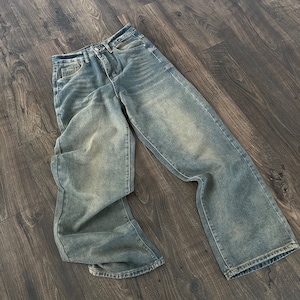 Vintage Washed Straight Denim,  Amazing Fit Baggy Pants, Straight leg - Fast Shipping